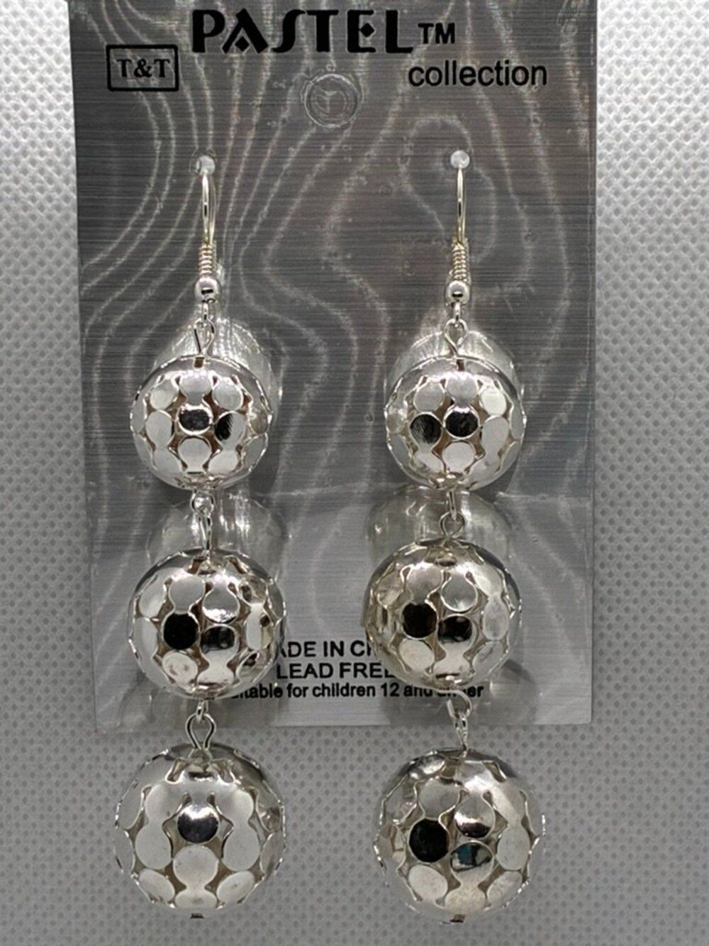 3For$20 Pastel Collection Silver Triple Openwork Ball Drop Earrings